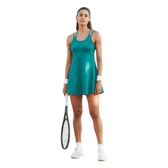 Dona Jo Athletic Lite Mini Dress and Bike Shorts Set Galapagos Green Tennis S - Picture 1 of 11